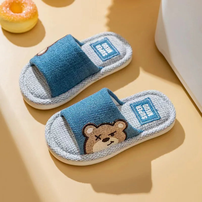 Kids Shoes Slippers Breathable Cotton Linen Boys Girls .