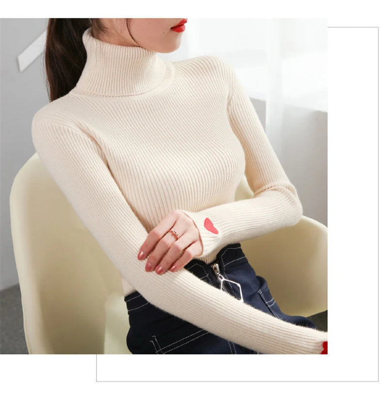 Fashion Turtleneck Pullover Sweater Elegant Long Sleeve .