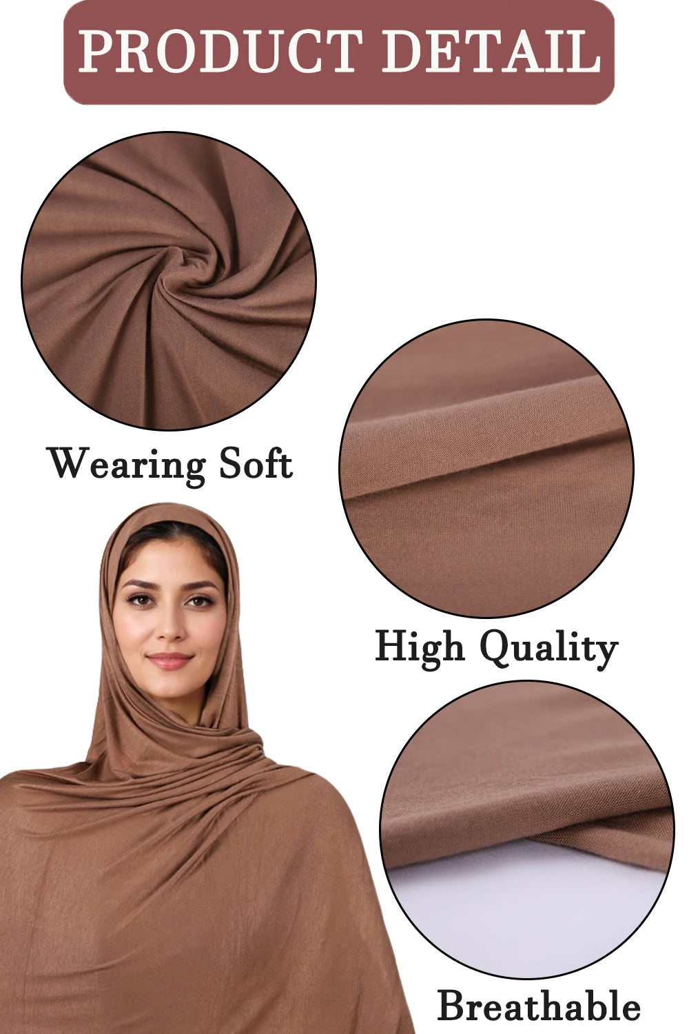 RIMAIRE Solid Modal Hijabs for Women Designer Soft Turban Headscarf.