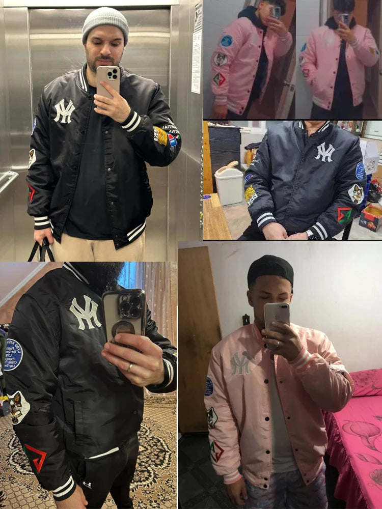 Autumn & Winter Bomber Jacket Men Embroidery .