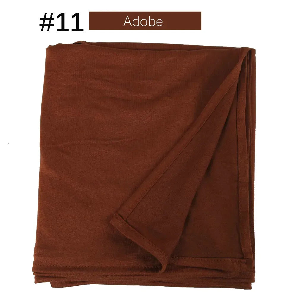 Muslim Women Stretchy Jersey Hijab Plain Cotton Jersey Hijabs  Islamic Soft Turban Head Wraps Headscarf 170X60cm