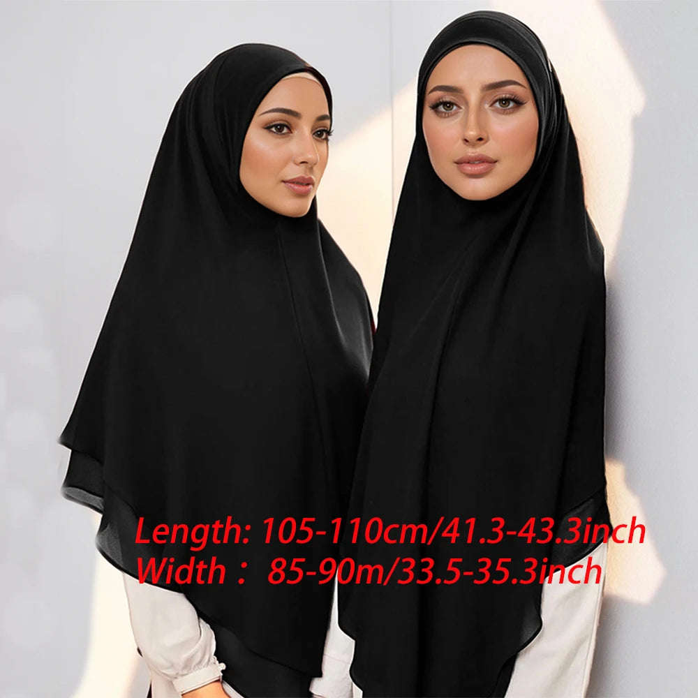 Ready to Wear Instant Hijabs Double layered Chiffon Solid Headscarf.