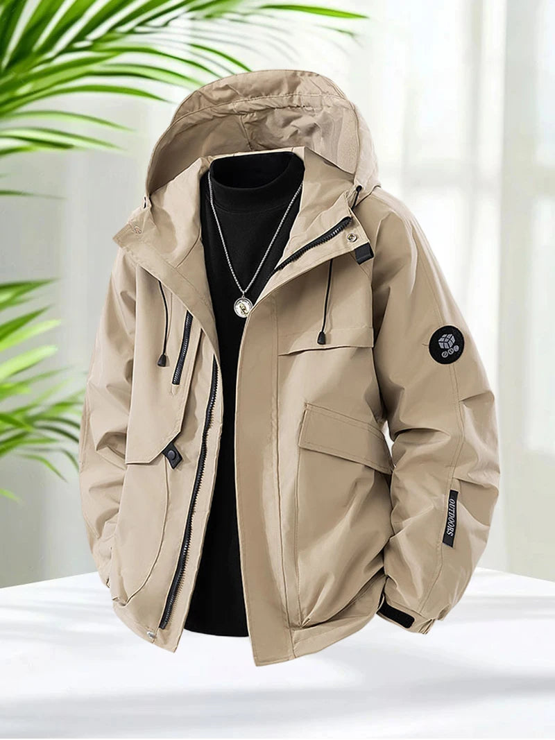 Men’s Hooded Outdoor Windbreaker Jacket Windproof Coats .