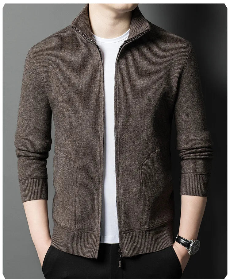 Solid Color Long-sleeved Stretch Cardigan for Men,