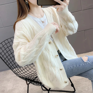 Women's Knitted Cardigan Sweater Loose Fashion .