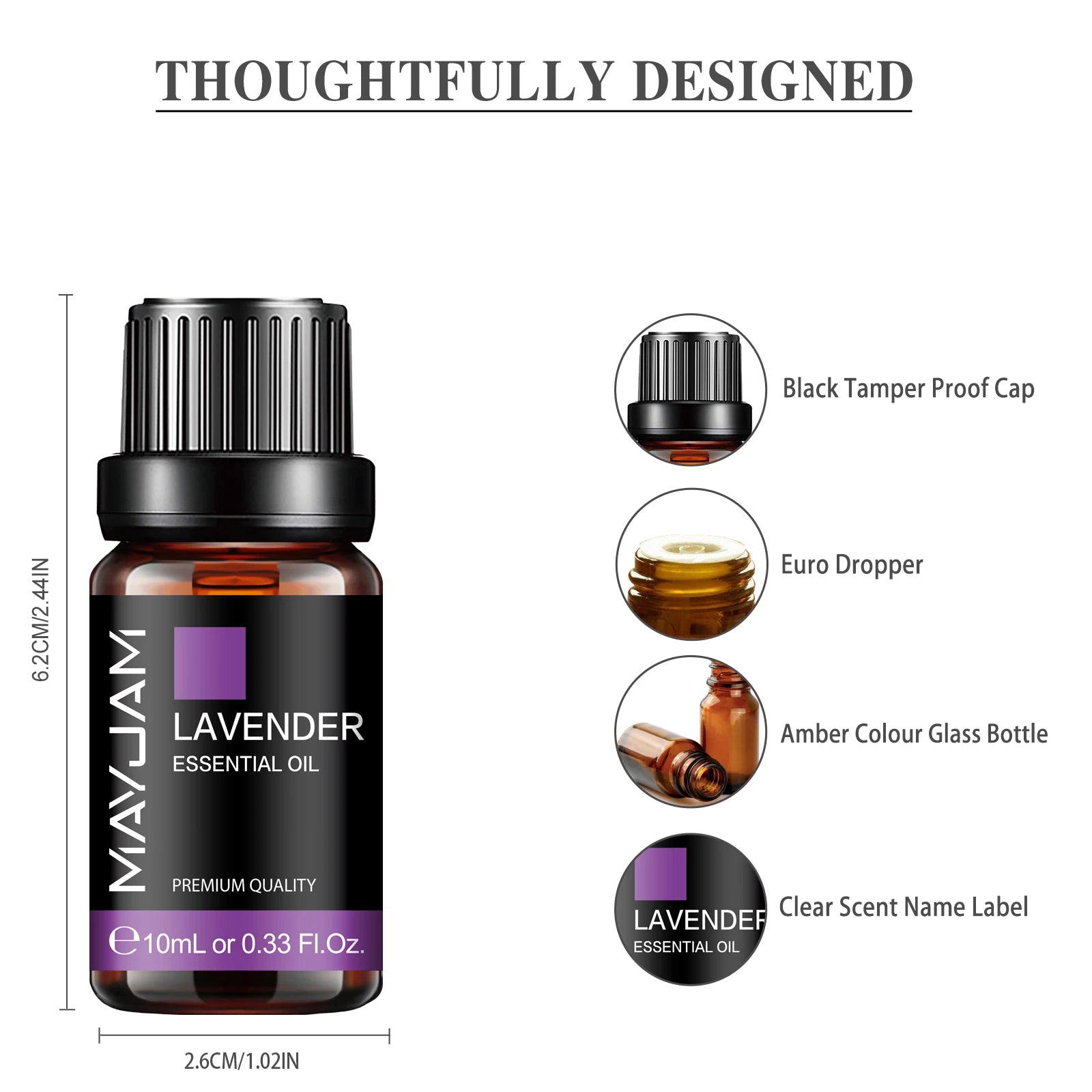 MAYJAM 10ML Essential Oil Lavender Jasmine Eucalyptus Vanilla.