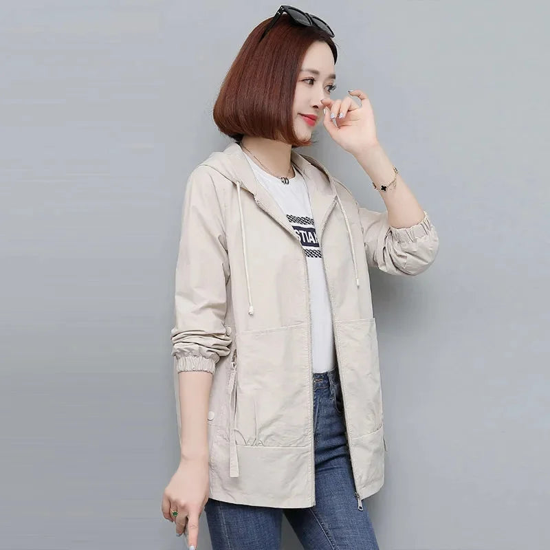 NEW Autumn Women's Jacket Windbreaker Female Hooded.