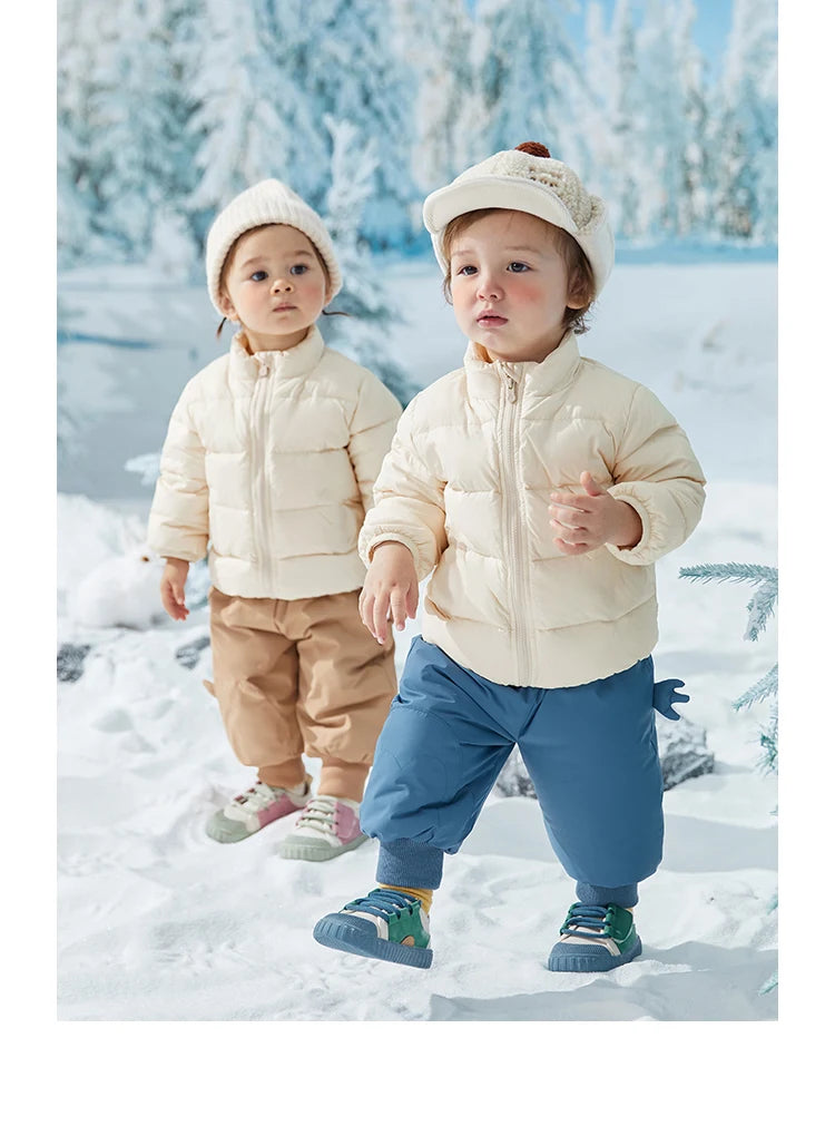 Amila Baby Down Jacket 2024 Winter New Boys Girls Fashion Patchwork Hooded Warm Overcoat Three in One with Pockets Kids Clothing