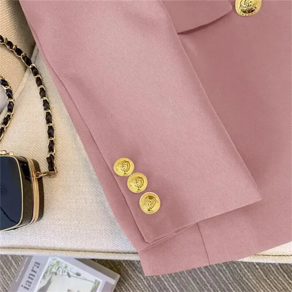 Spring Autumn Women Chic Office Lady Double Breasted Blazer .