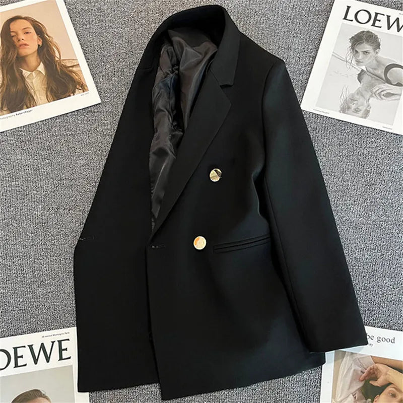 Chic Blazer Woman Autumn Spring Long Sleeve Double Breatsed.