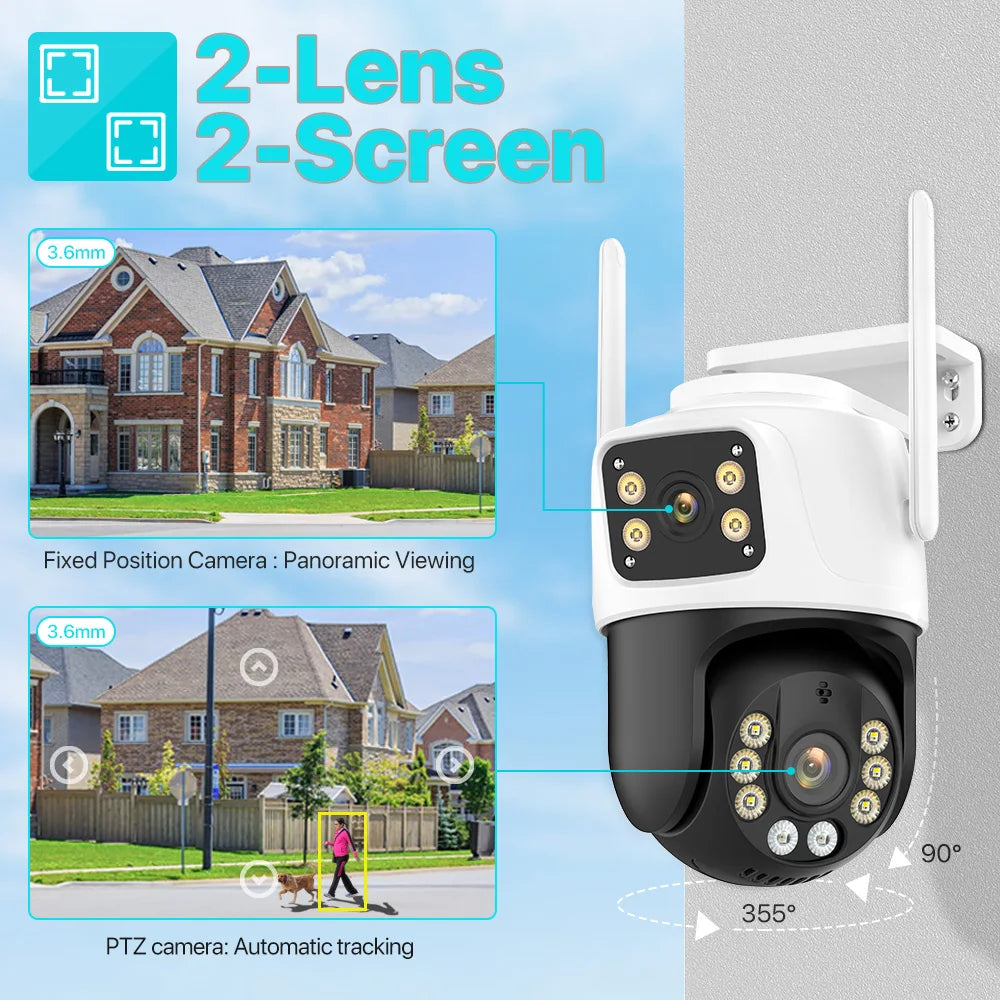 6K HD Outdoor IP Camera WiFi Three Lens