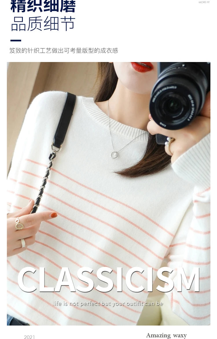 100% Cotton Knitted Sweater Women's Sweater .