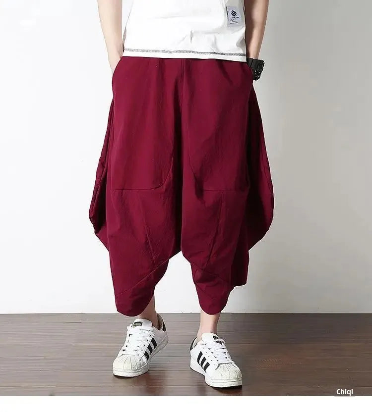 Casual Linen Pants For Men Chinese Style.