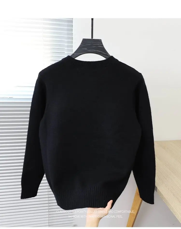 2023 Autumn and Winter Korean Edition Simple Solid Color Pullover Round Neck Soft and Versatile Popular Underlay Knitted Sweater