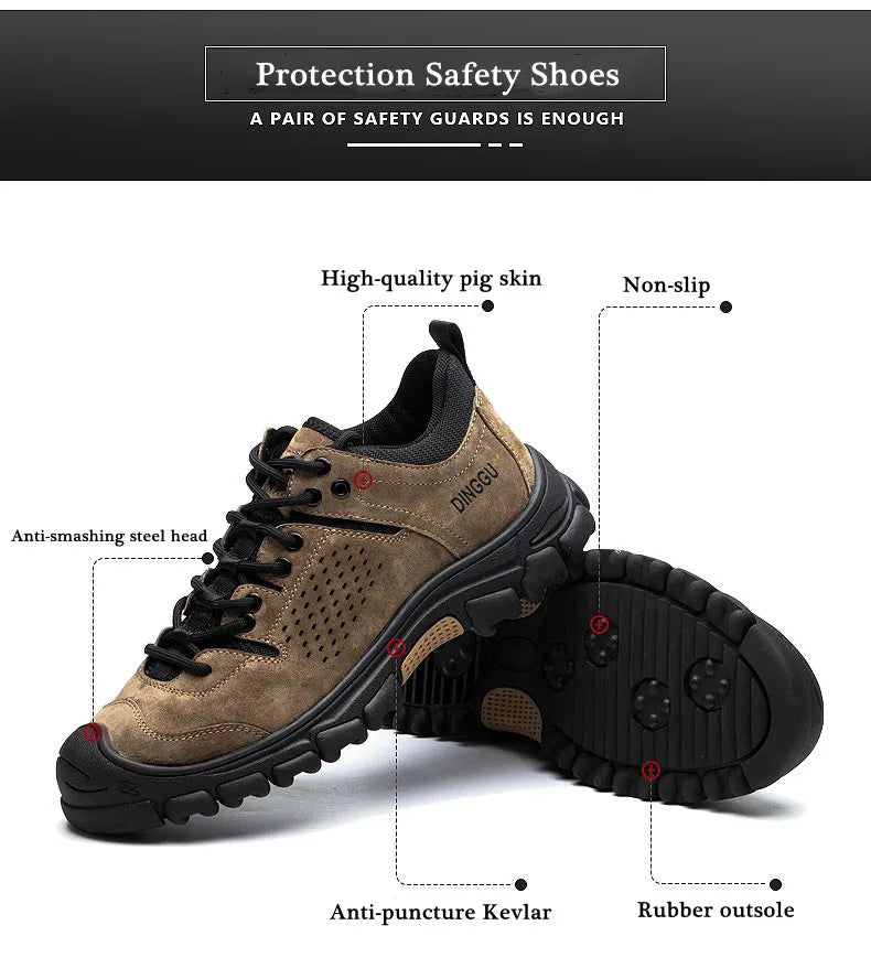 Work Safety Shoes Men Anti-smash Anti-puncture Work Sneakers Lightweight Breathable Protective Steel Toe Safety Boots