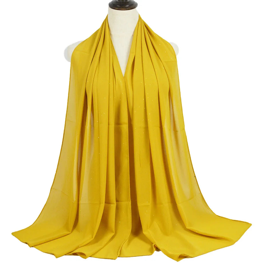 180*75cm Bronzing Muslim Chiffon Hijab Shawls Scarf Women Solid Color Head Wraps Women Hijabs Scarves Ladies Foulard Femme Veil