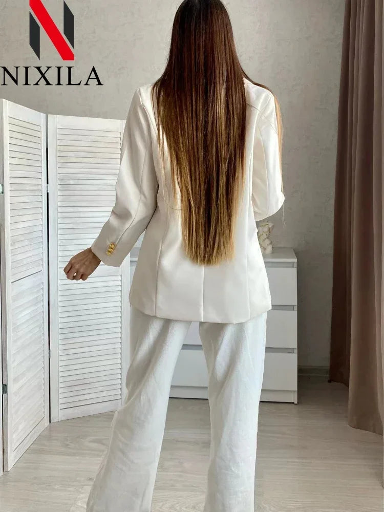 Spring Autumn Women Chic Office Lady Double Breasted Blazer .