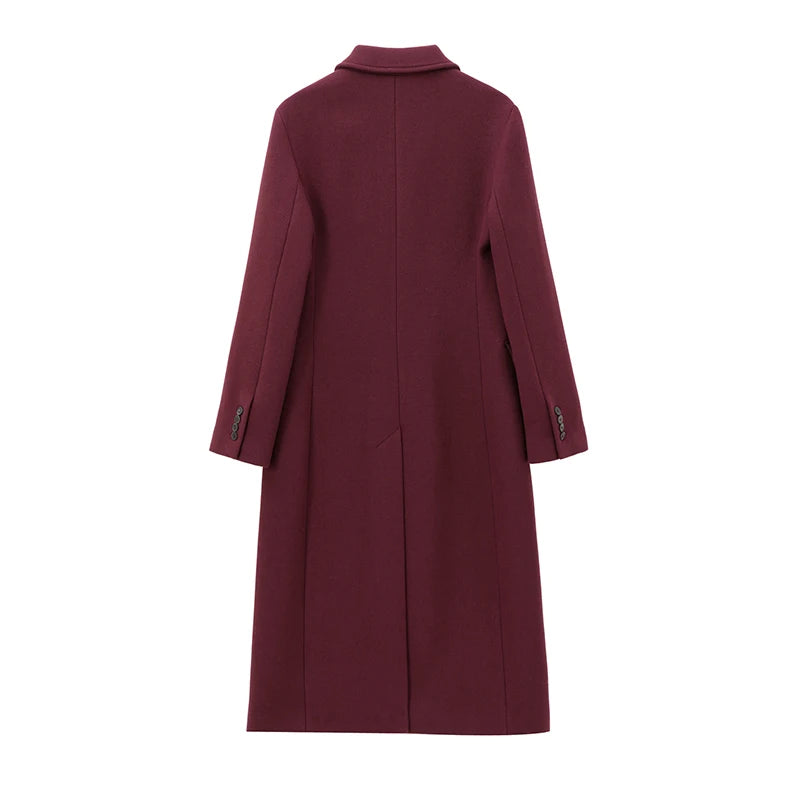 Faux Fur Long Jackets Women Casual Loose Lapel Double Breasted.