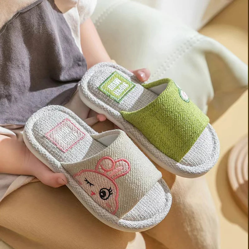 Kids Shoes Slippers Breathable Cotton Linen Boys Girls .