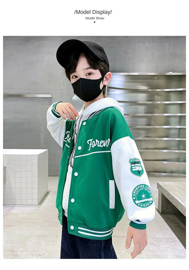 Fashion Spring Autumn Long Sleeve Outwear Teenager Kids.