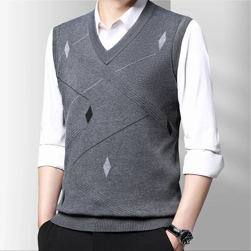 Men's Thickened Casual Sweater Tank Top Autumn and Winter Warm Men's Vest.