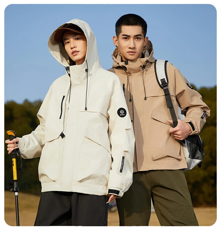Men’s Hooded Outdoor Windbreaker Jacket Windproof Coats .