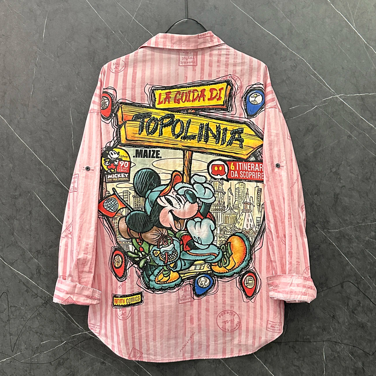 Spring and Summer New Cartoon Design Striped Long-sleeved Shirt Women's