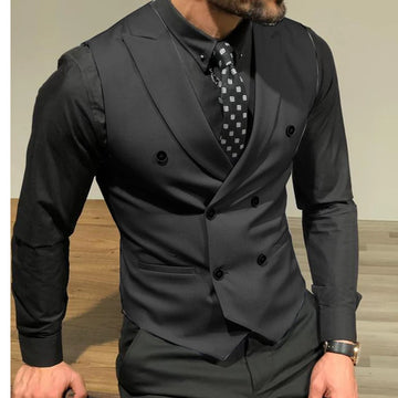 Sleeveless Men's Suit Vests with Double Breasted Slim Fit .
