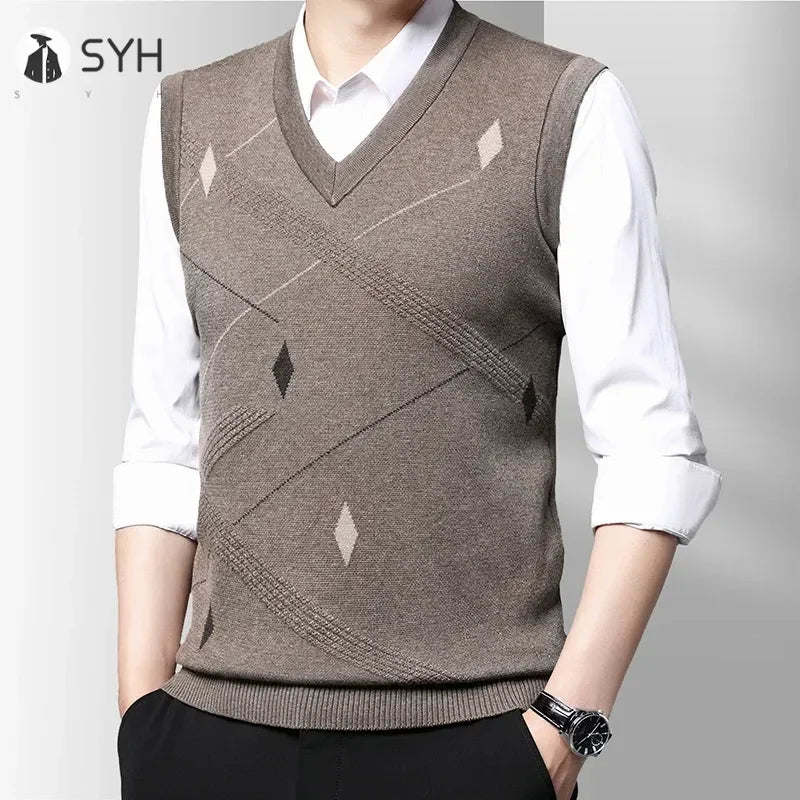 Men's Thickened Casual Sweater Tank Top Autumn and Winter Warm Men's Vest.