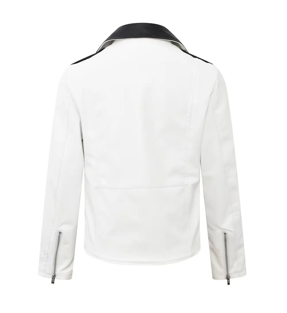 men's new handsome, new oblique zipper, casual color matching .