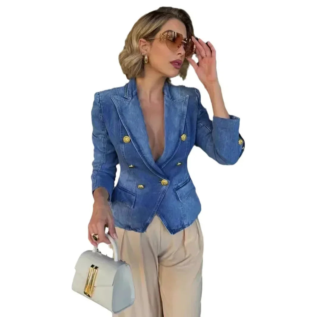 Autumn Winter Women's Clothes Denim Jacket .