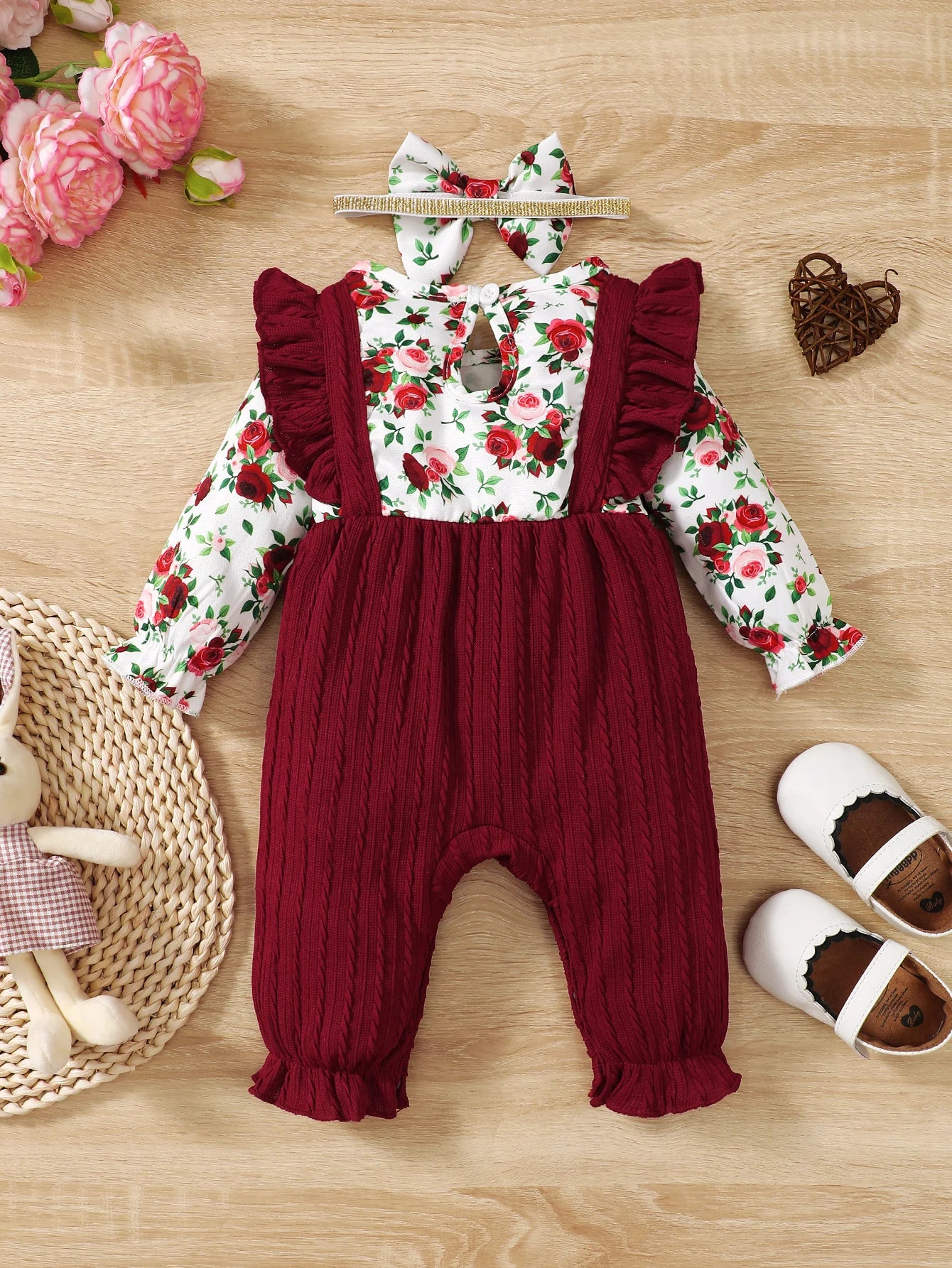 0-18 Months Newborn Baby Girl Romper Cute Floral Long Sleeve .