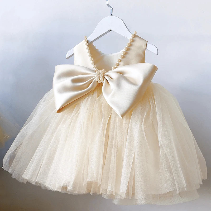 Toddler Baby Girls Dress Bow Baptism Dress for Girls .