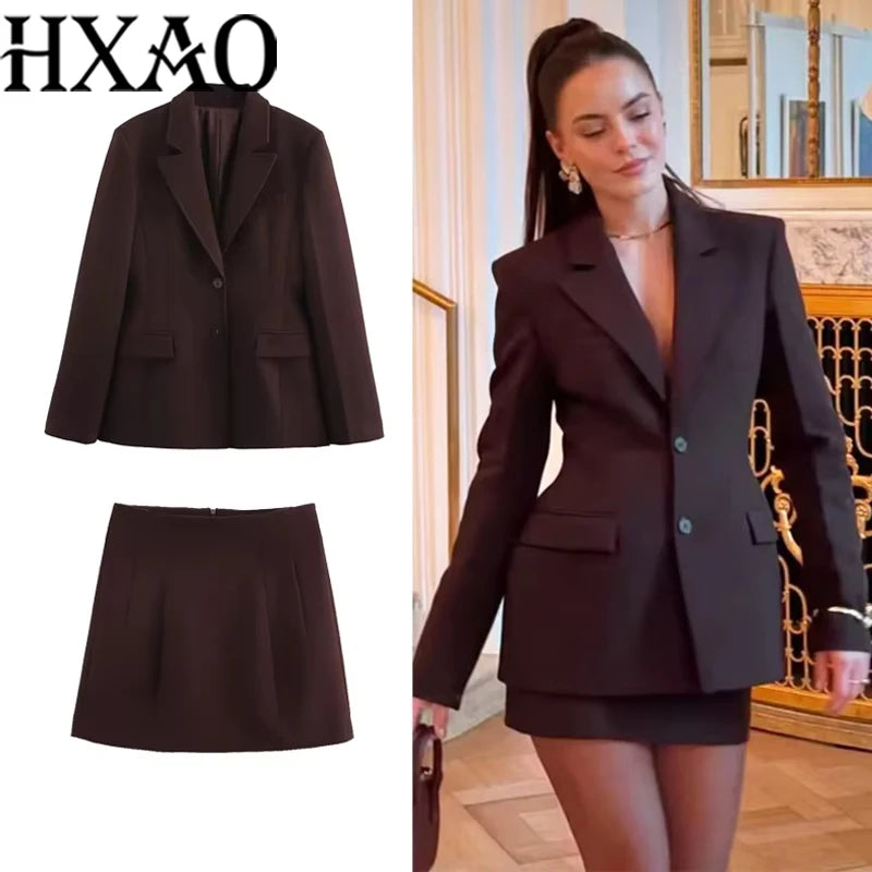 HXAO Elegant Skirts Set For Women's 2 Pieces Outfit.