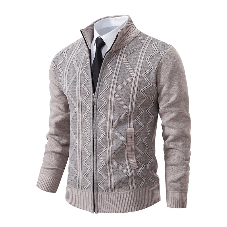 Men's Knitted Cardigan Jacket Autumn Winter Plush Sweater Men's.
