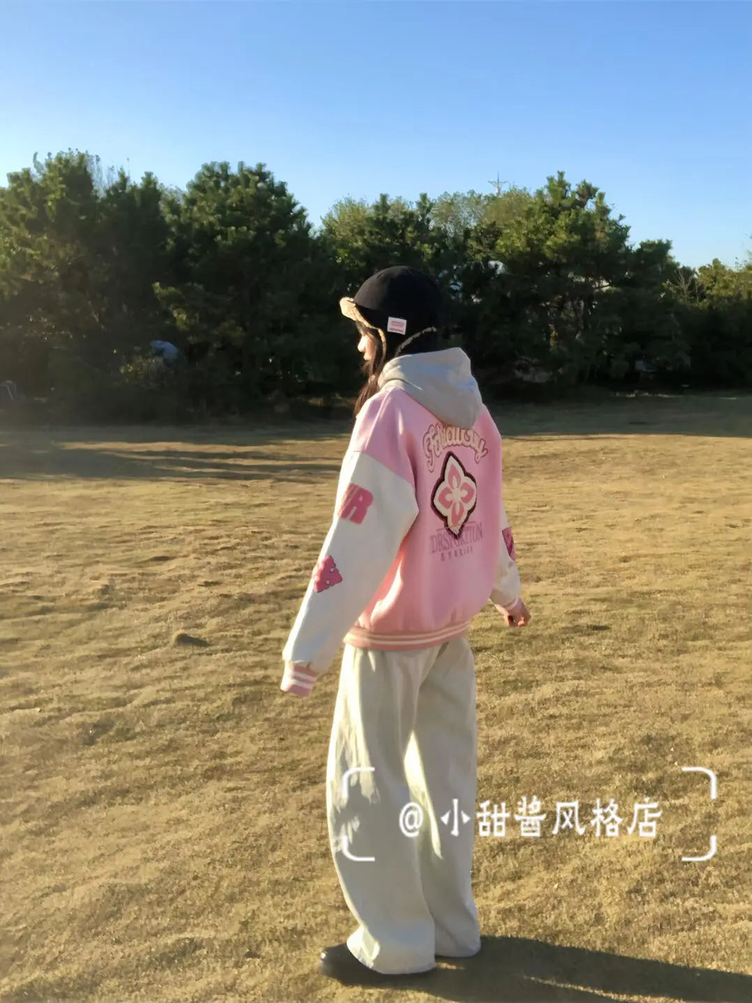 pink baseball uniform for women INS spring sweet girl jacket .