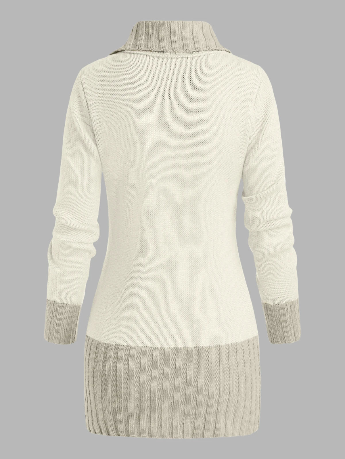 Women's Sweaters Tops Contrast Color Mock Horn.