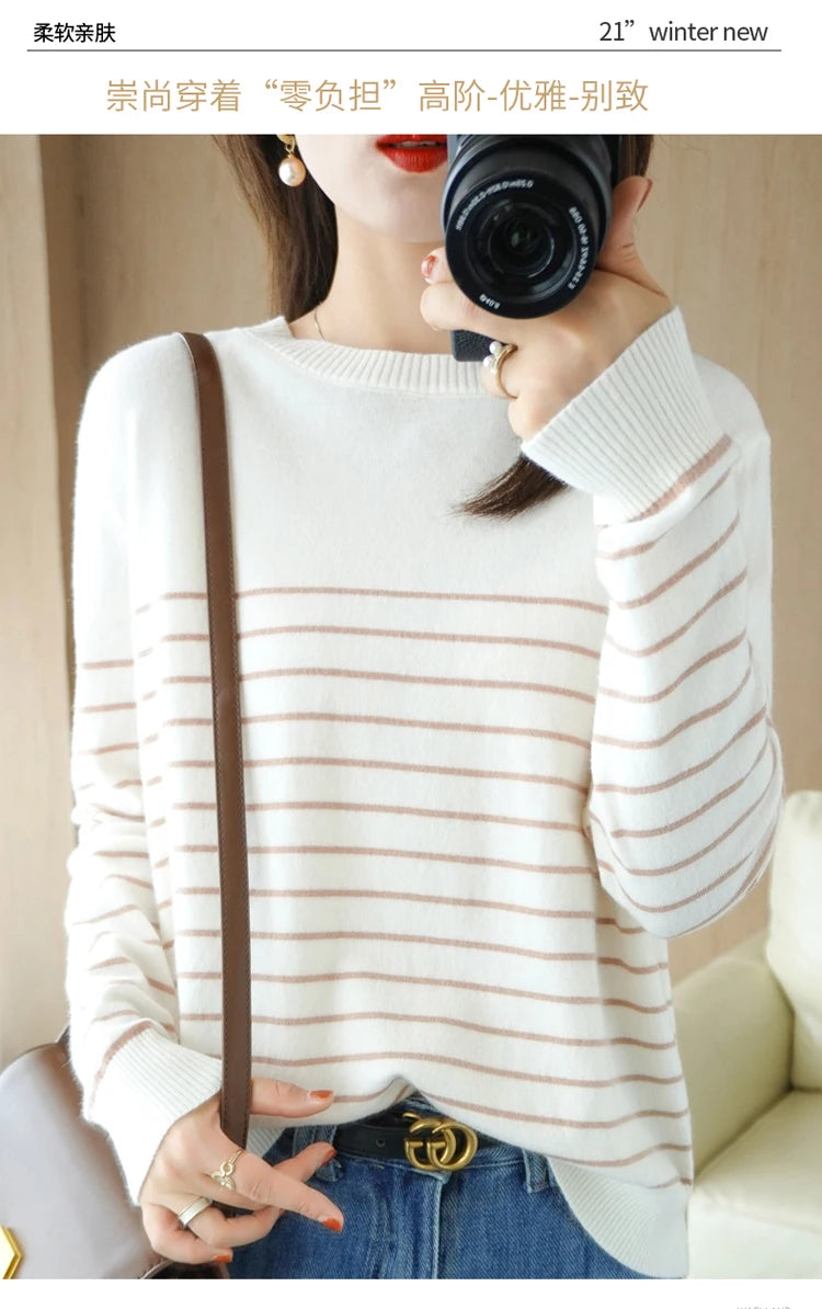 100% Cotton Knitted Sweater Women's Sweater .