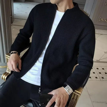Men's V-neck Knitted Sweater Long Sleeve Solid Color Spring.