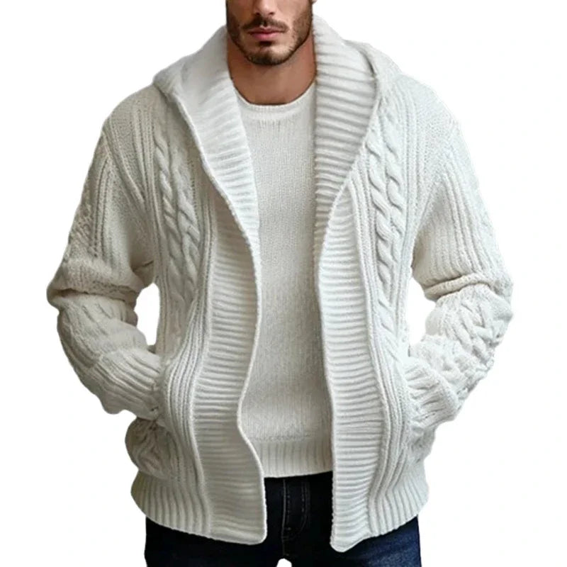 Men Cardigan Sweaters Hooded Coat Full Sleeve Solid Coats Casual .