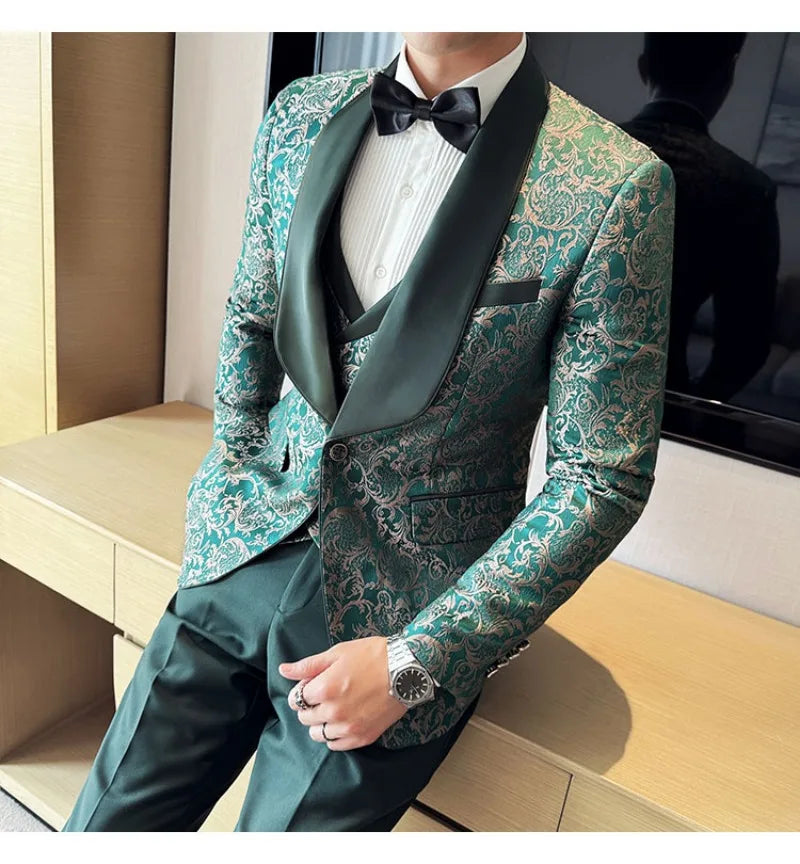 Spring  Men's British Style Business Casual Three-Piece Suit .