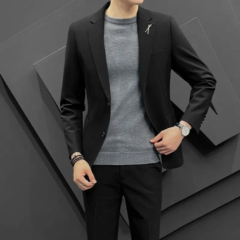 2 Piece Formal Outfit Set Male Big Size Grey Full Men's Dress .