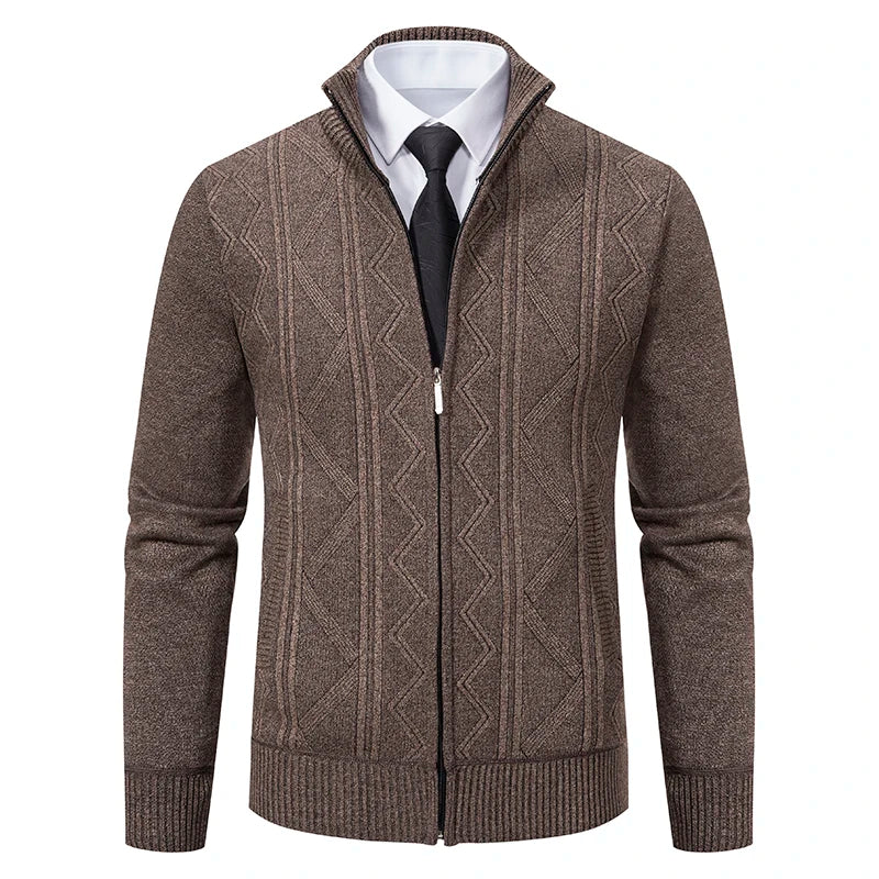 Men's Knitted Cardigan Jacket Autumn Winter Plush Sweater Men's.