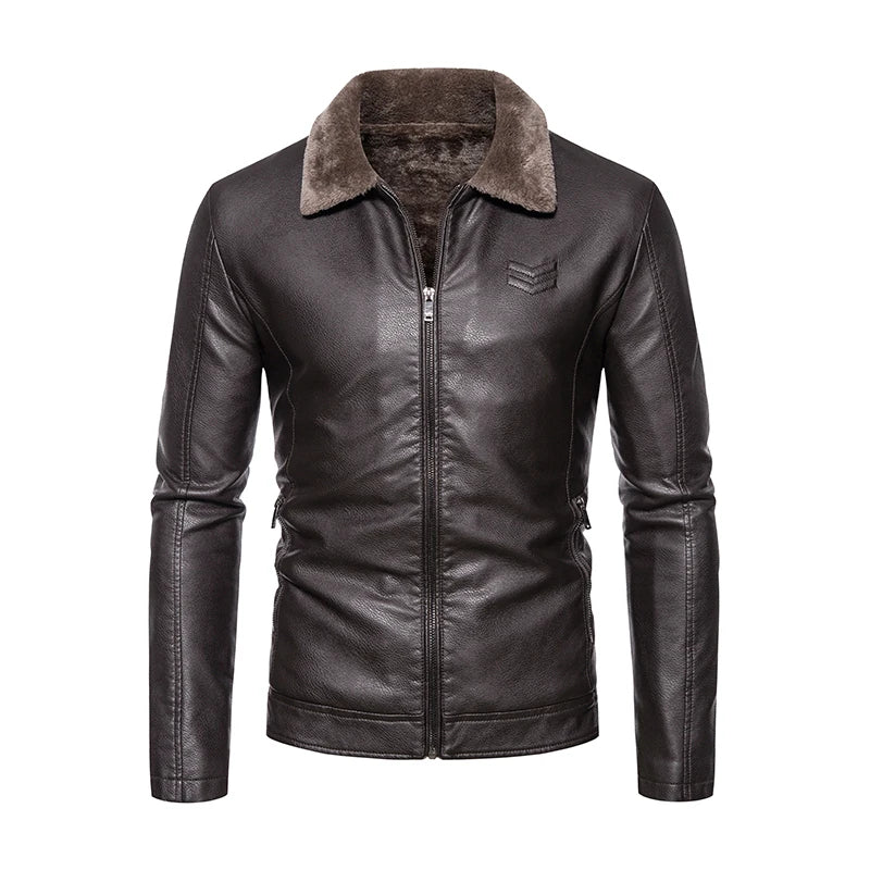 Brand Leather Jacket Men's Winter Motorcycle Clothes Leanther Jacket .