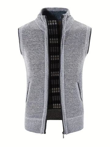 Man Winter Sweater Solid Color Vest Leisure And Comfortable Warm.