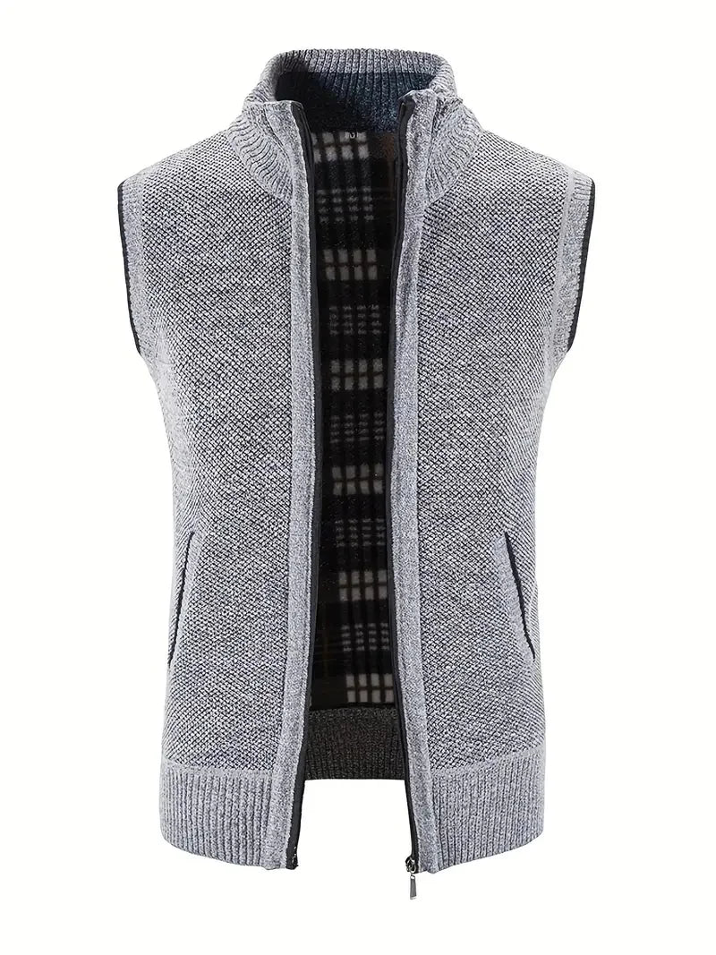 Man Winter Sweater Solid Color Vest Leisure And Comfortable Warm.
