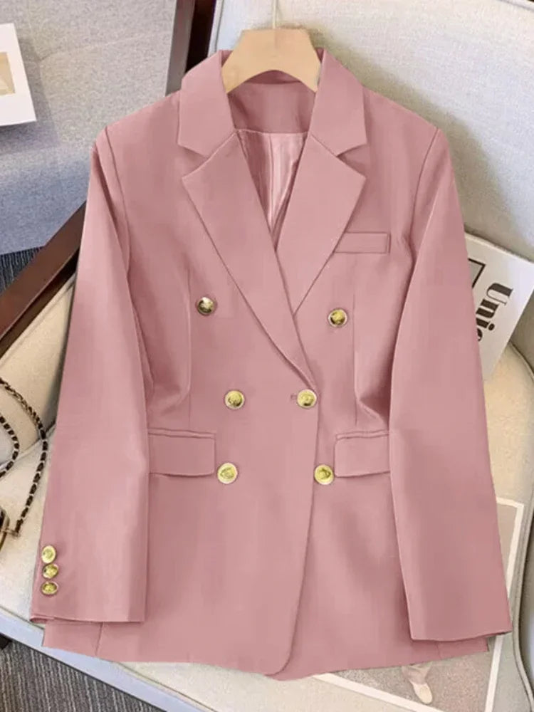 Spring Autumn Women Chic Office Lady Double Breasted Blazer .