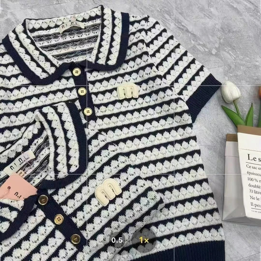 Knit Sweater T-shirts Women Embroidered Short Sleeve .