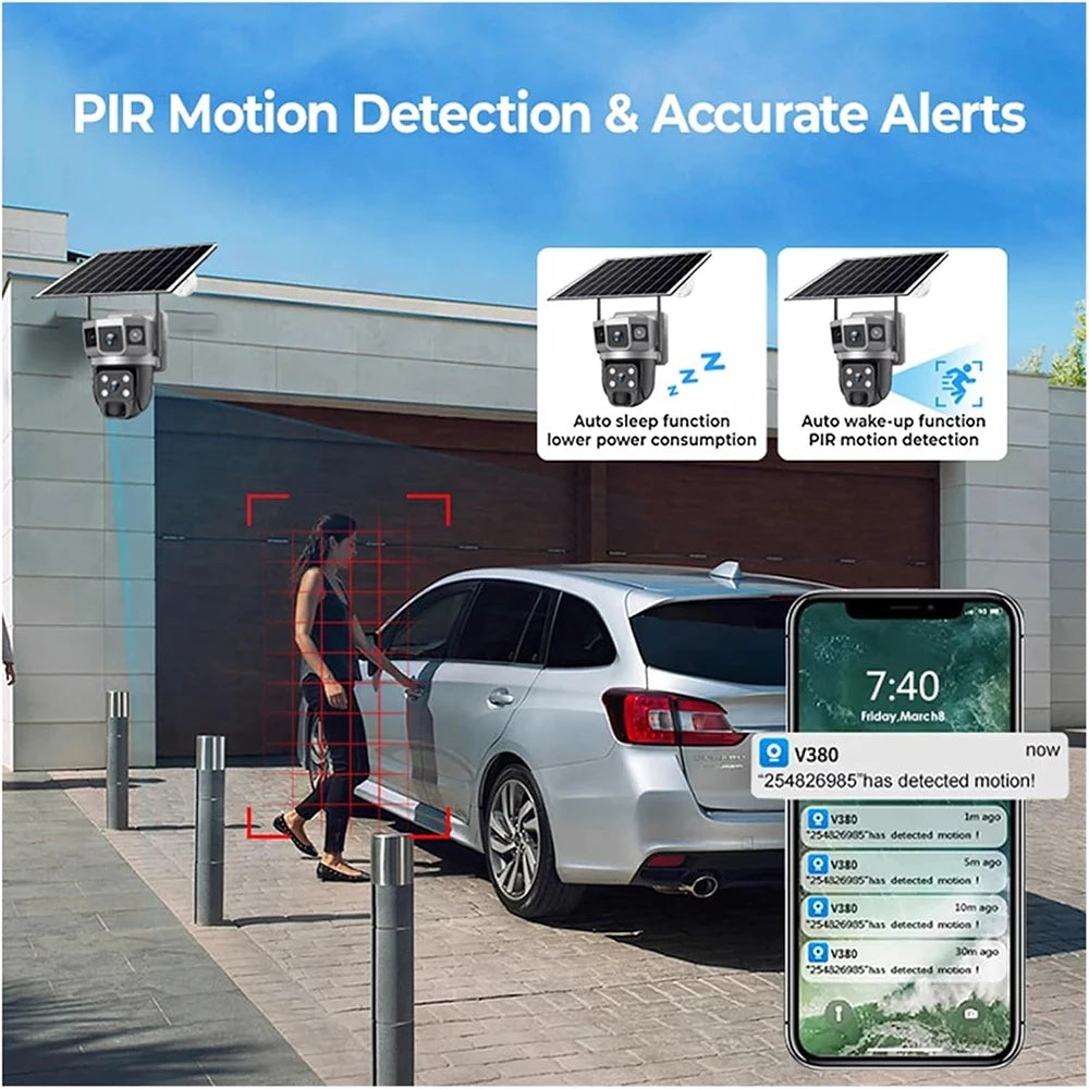 V380pro 12MP 6K WIFI Camera Solar PIR Human Detection Night Vision.