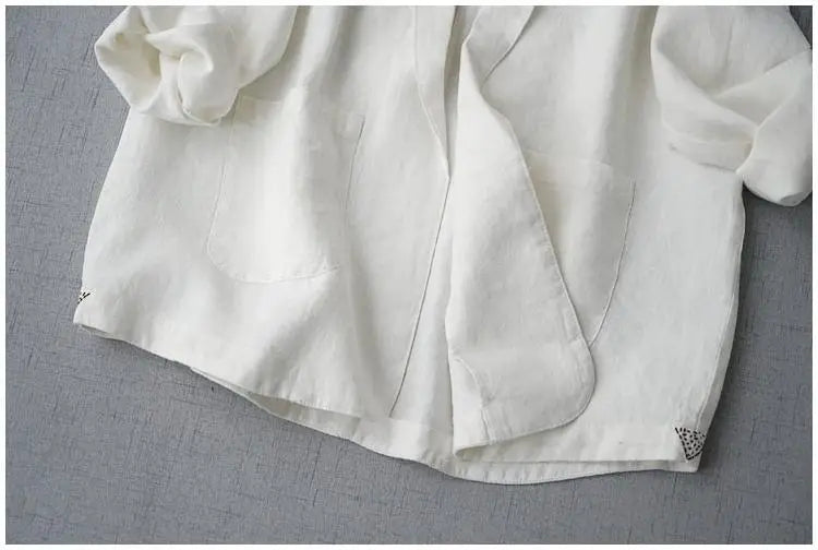 Nomikuma Causal Women Cotton Linen Blazer .